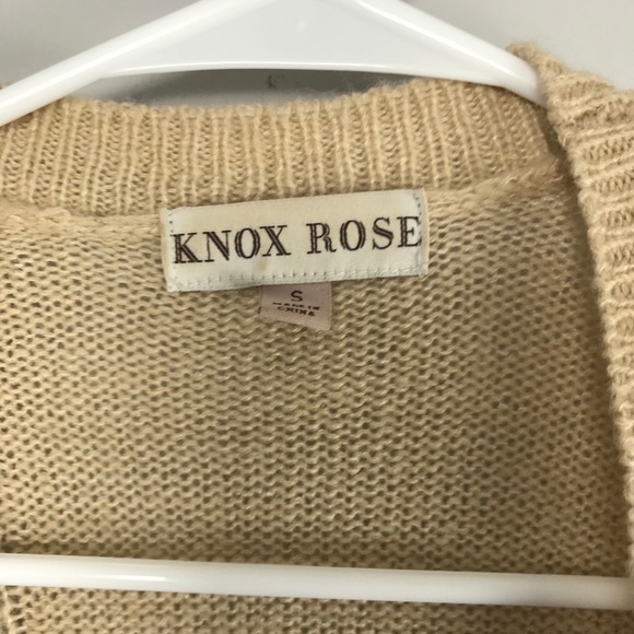 Knox Rose Textured Knit Cardigan Sweater Tan Long Open Front Sz S - Picture 5 of 7